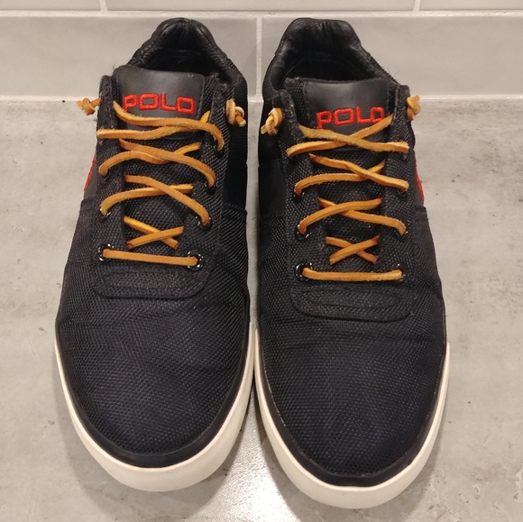 Polo Ralph Lauren Men's SZ 7 Hanford NE Sneakers. Black Leather & Canvas Shoes. - Picture 6 of 10